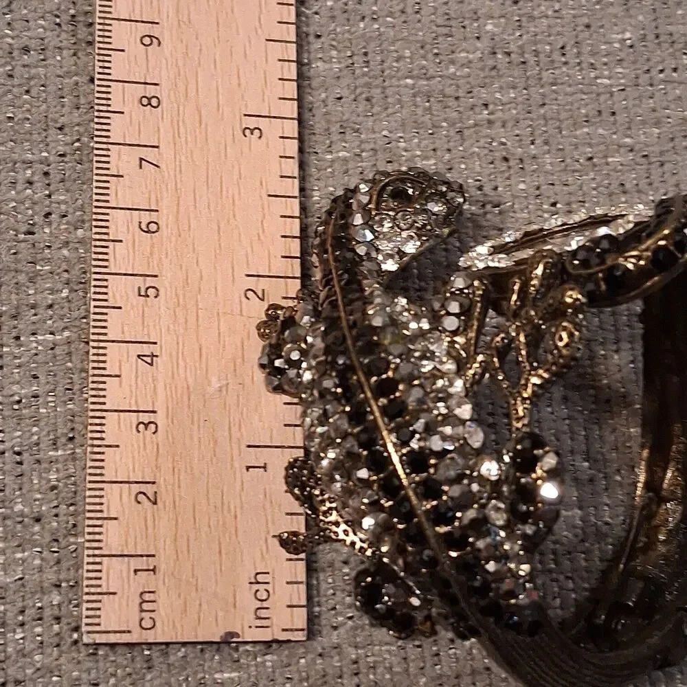 Jessica Carlyle Vintage Style Lizard Bangle Cuff Watch Rhinestone Gold Tone